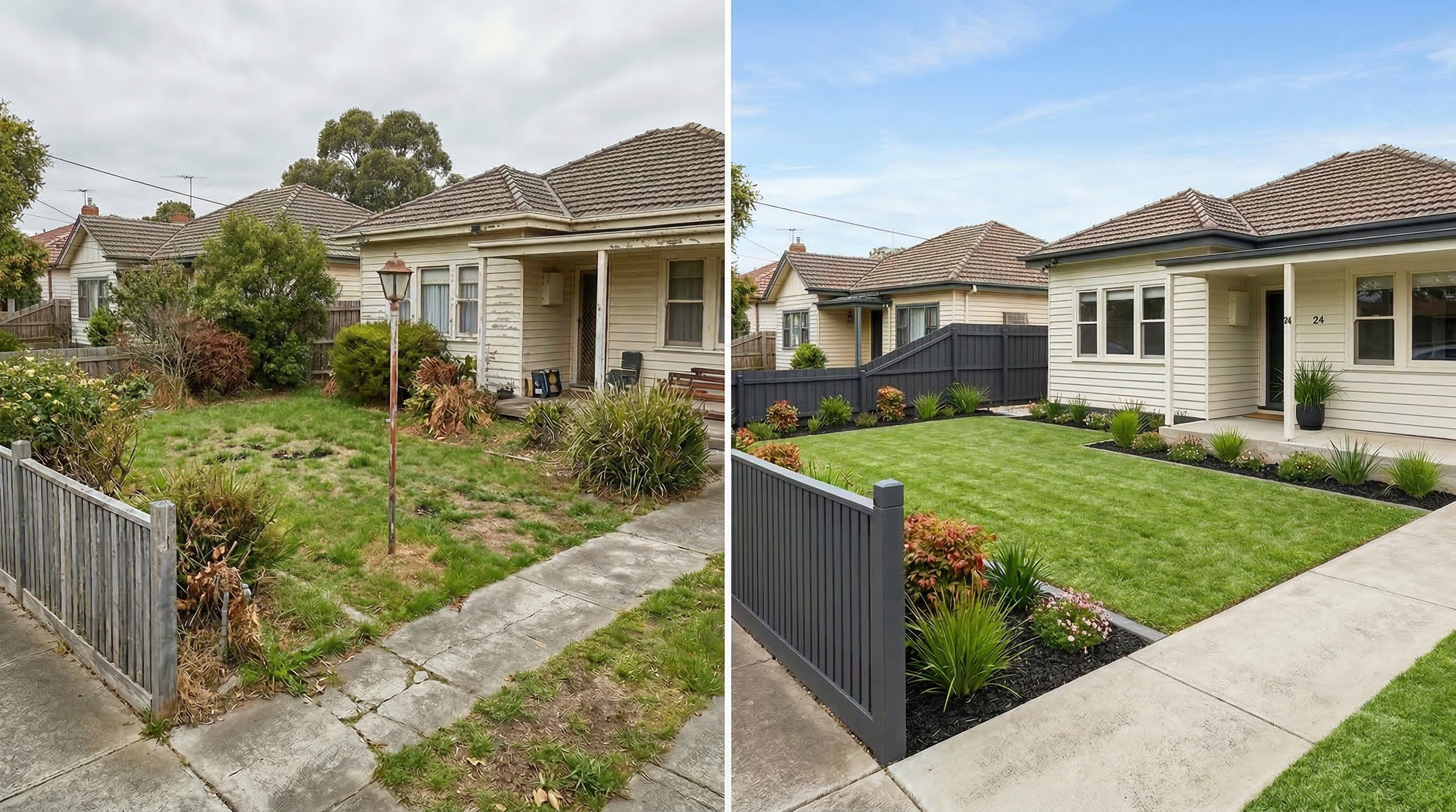 Landscaping transformation — before and after by Ascend Property Co.
