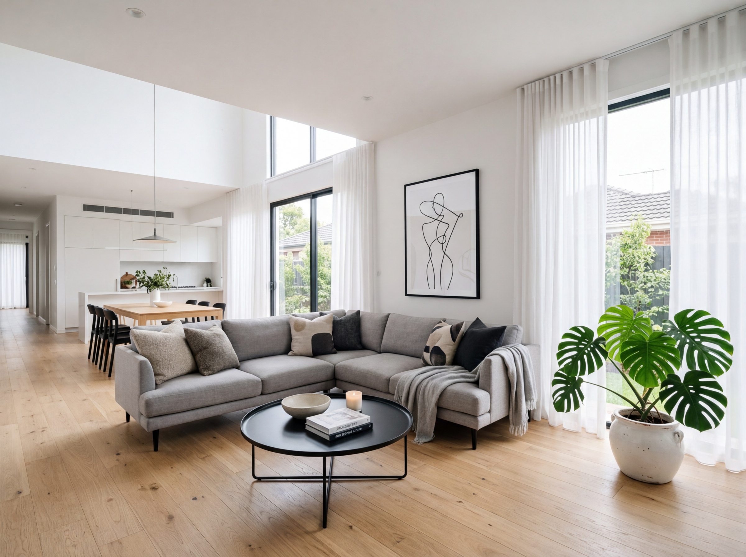 Styled open-plan living room